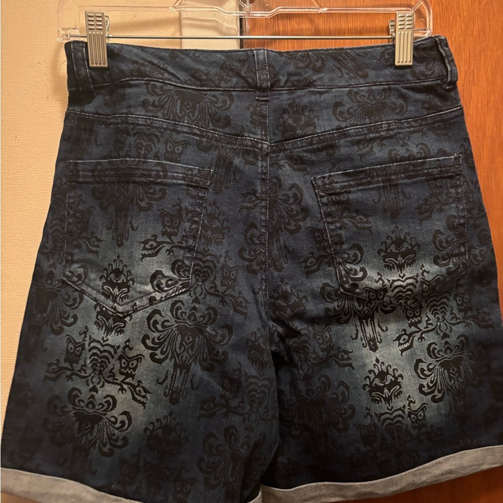 Disney Haunted Mansion Blue Patterned Jean Shorts - Picture 2 of 5